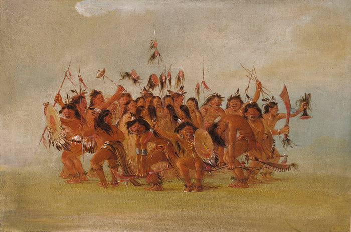 George Catlin:Scalp Dance, Mouth of  the Teton River,16x12