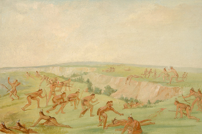 George Catlin:Mandan Attacking a Party of Arikara,16x12