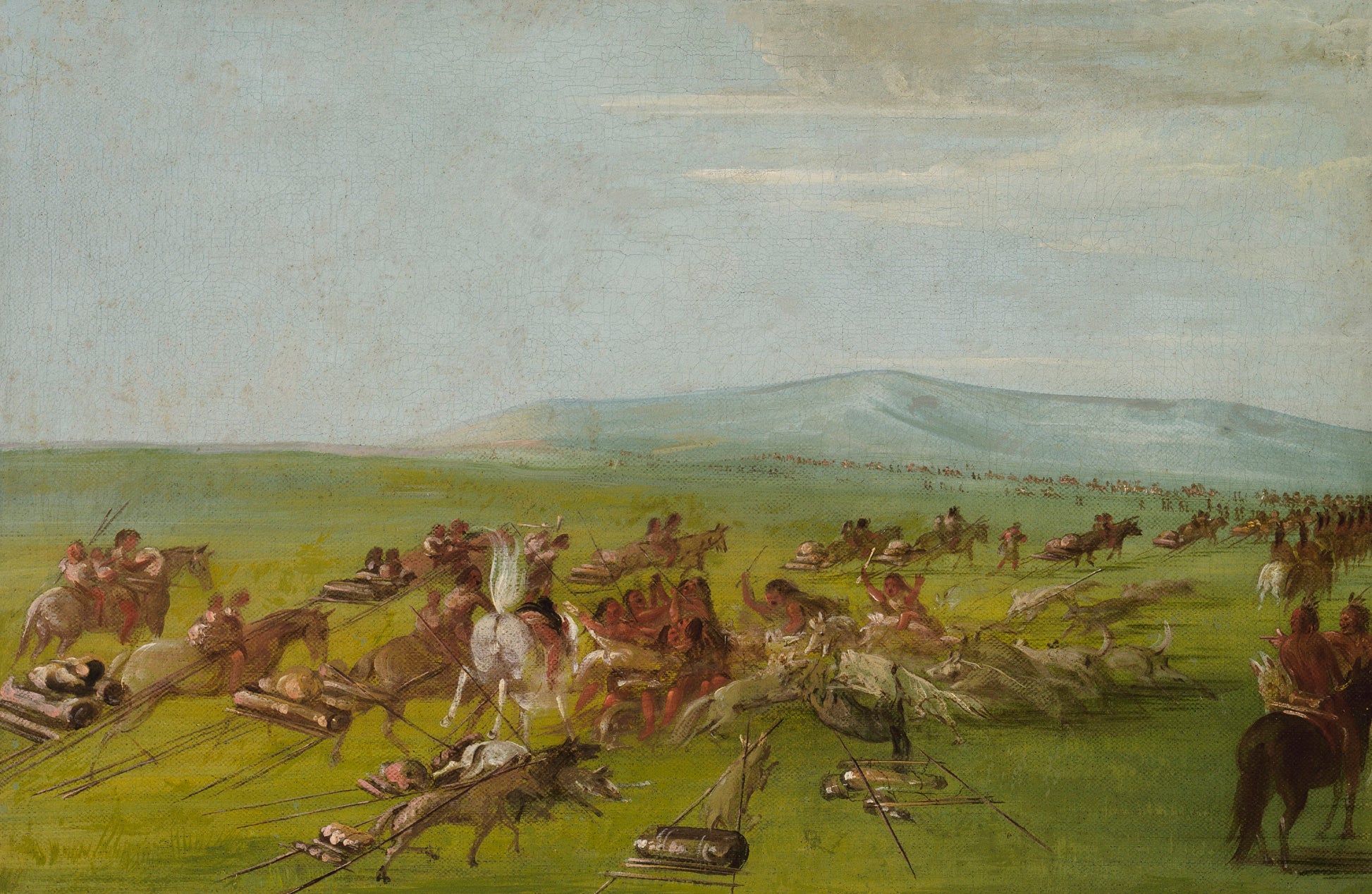 George Catlin:Comanche Moving Camp, Dog Fight Enroute,16x12"(A3)Poster