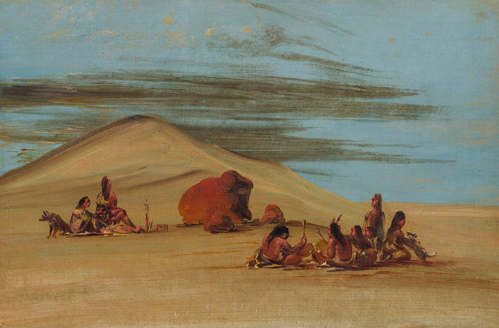 George Catlin:Sioux Worshiping at the Red Boulders,16x12