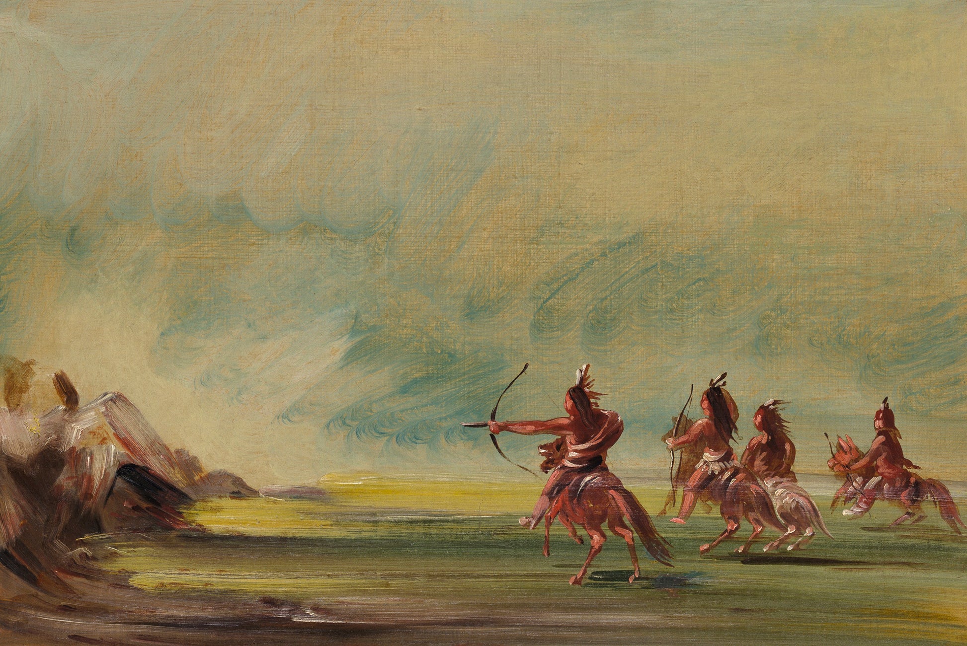 George Catlin:Comanche Giving Arrows to the Medicine Rock,16x12"(A3)Poster