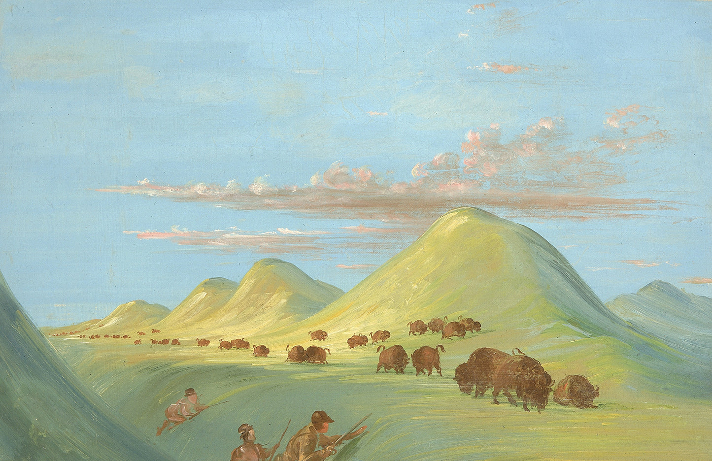 George Catlin:Batiste, Bogard, and I Approaching Buffalo on ,16x12"(A3)Poster