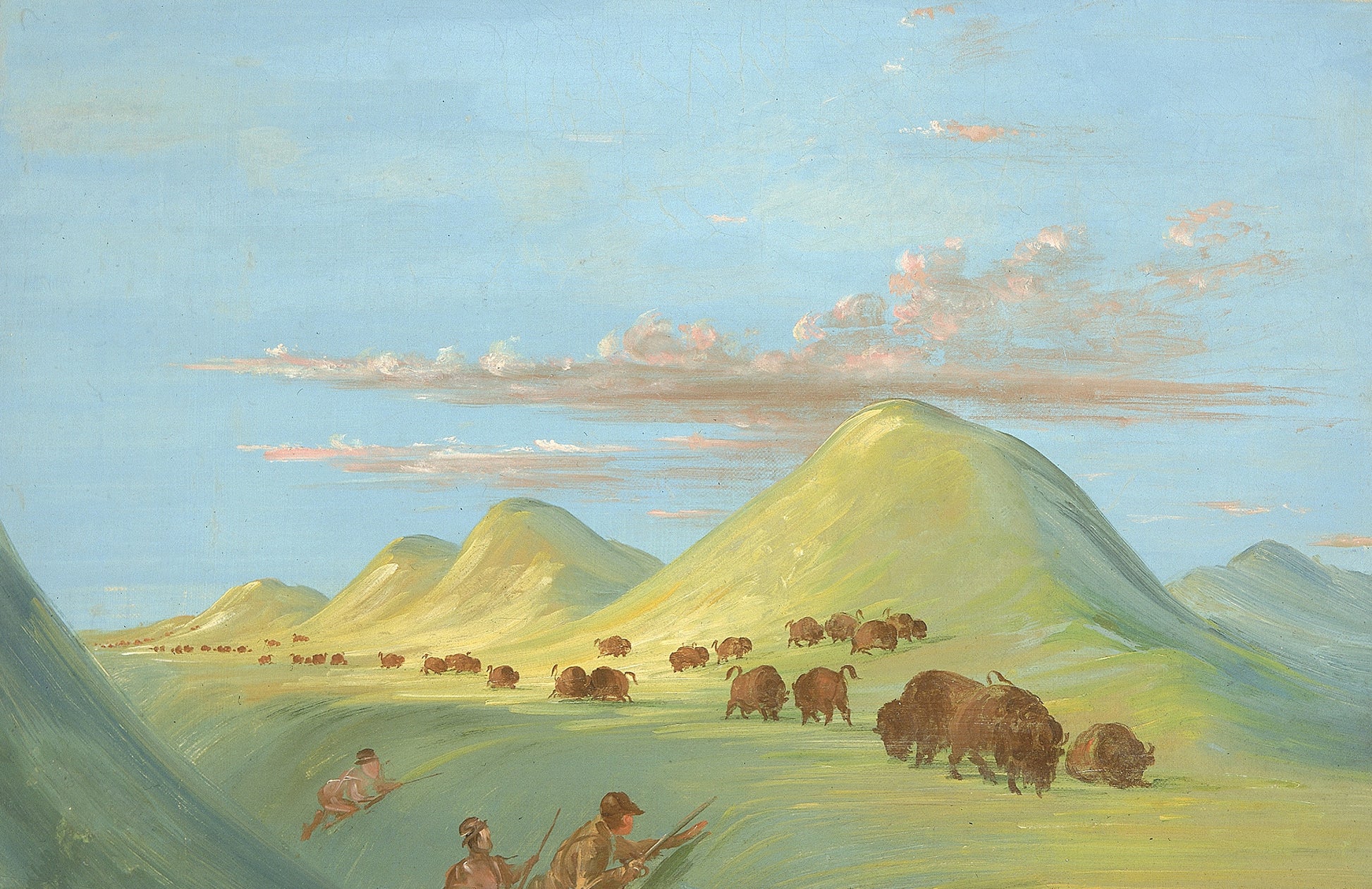 George Catlin:Batiste, Bogard, and I Approaching Buffalo on ,16x12"(A3)Poster
