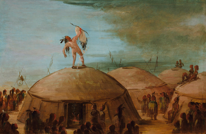 George Catlin:Rainmaking among the Mandan,16x12