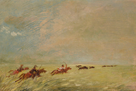 George Catlin:Bogard, Batiste, and I Chasing Buffalo in High,16x12"(A3)Poster