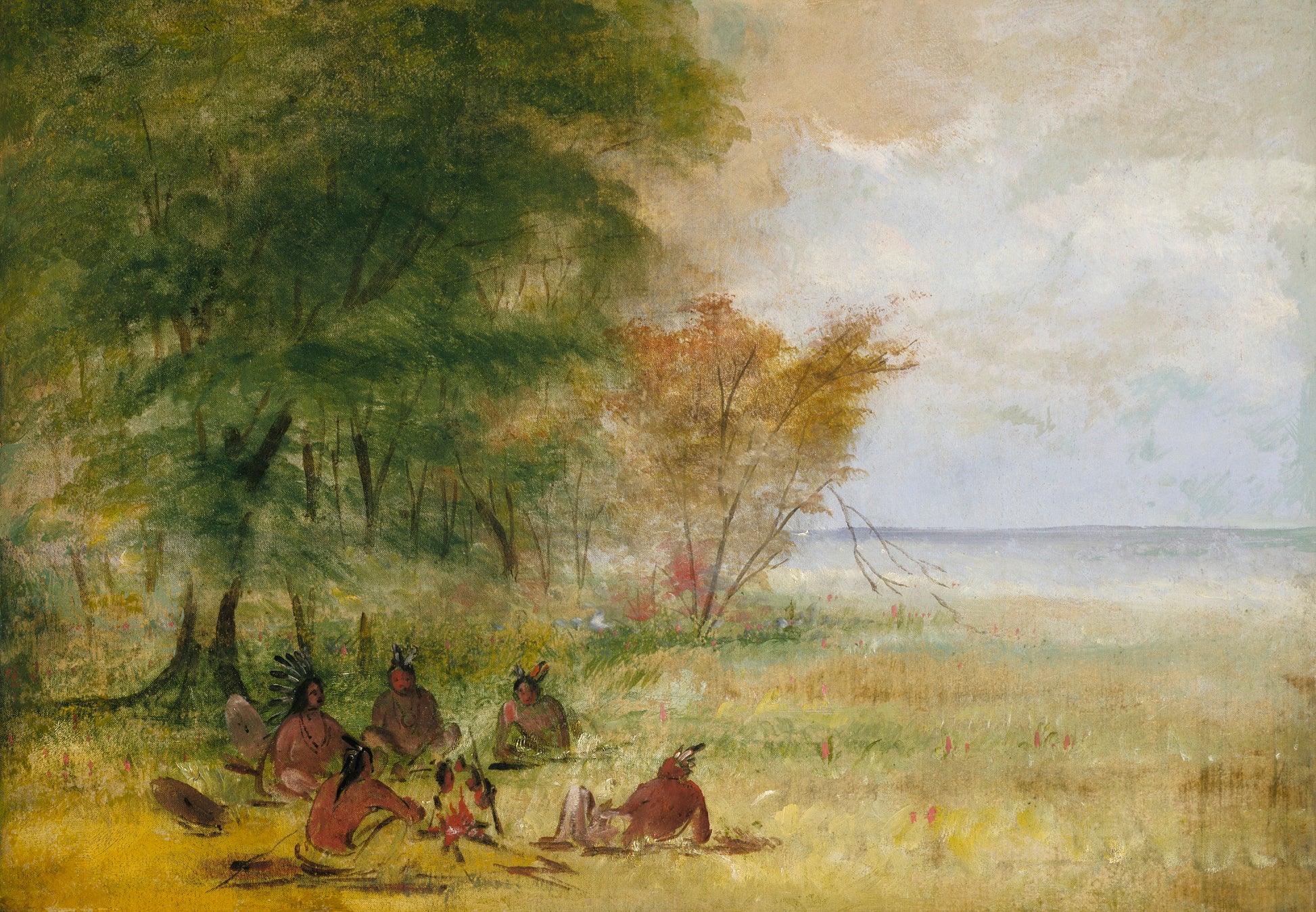 George Catlin:Sioux Indian Council, Chiefs in Profound Delib,16x12"(A3)Poster
