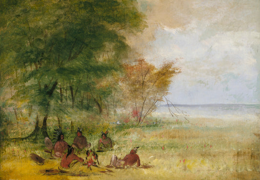 George Catlin:Sioux Indian Council, Chiefs in Profound Delib,16x12"(A3)Poster