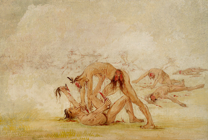 George Catlin:Mandan Scalping an Enemy,16x12