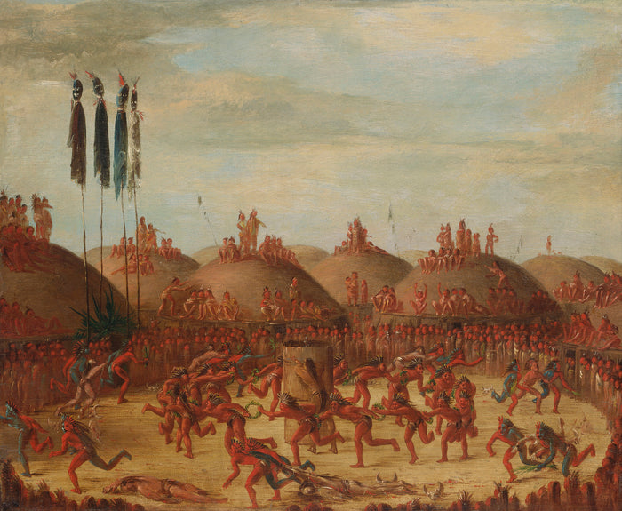 George Catlin:The Last Race, Mandan O-kee-pa Ceremony,16x12