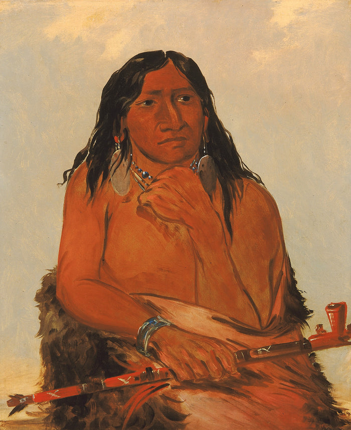 George Catlin:Is-sa-wáh-tám-ah, Wolf Tied with Hair, a Chi,16x12