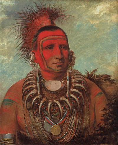 George Catlin:Shon-ta-yi-ga, Little Wolf, a Famous Warrior,16x12"(A3)Poster