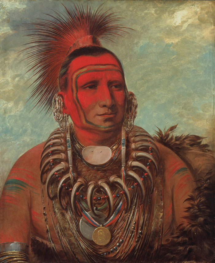 George Catlin:Shon-ta-yi-ga, Little Wolf, a Famous Warrior,16x12