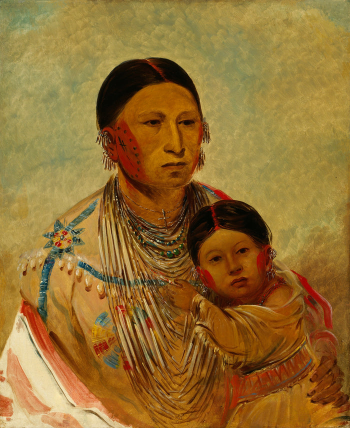 George Catlin:Ru-ton-ye-wee-ma, Strutting Pigeon, Wife of Wh,16x12