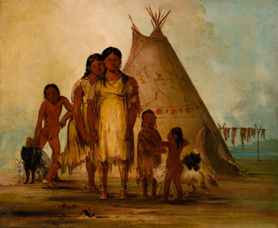 George Catlin:Two Comanche Girls,16x12"(A3)Poster