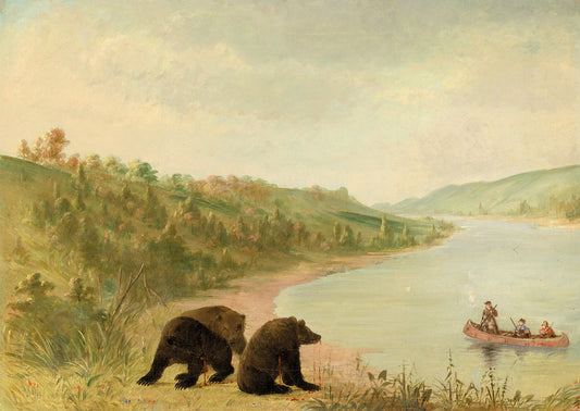 George Catlin:Catlin and His Men in Their Canoe, Urgently So,16x12"(A3)Poster
