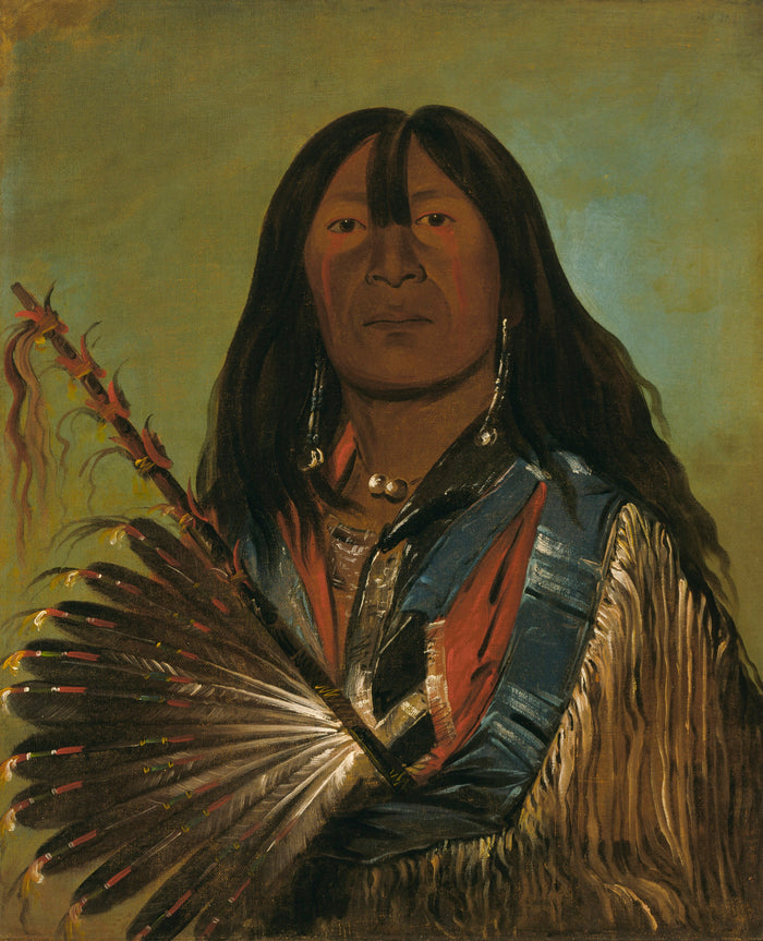 George Catlin:Shón-ka, The Dog, Chief of the Bad Arrow Poin,16x12