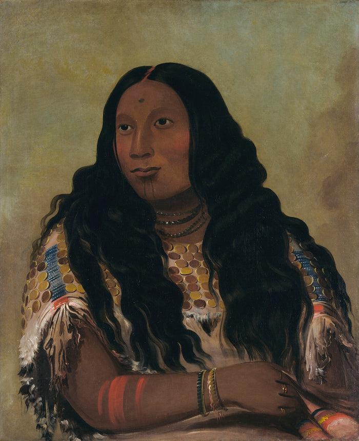 George Catlin:Tchón-su-móns-ka, Sand Bar, Wife of the Trad,16x12