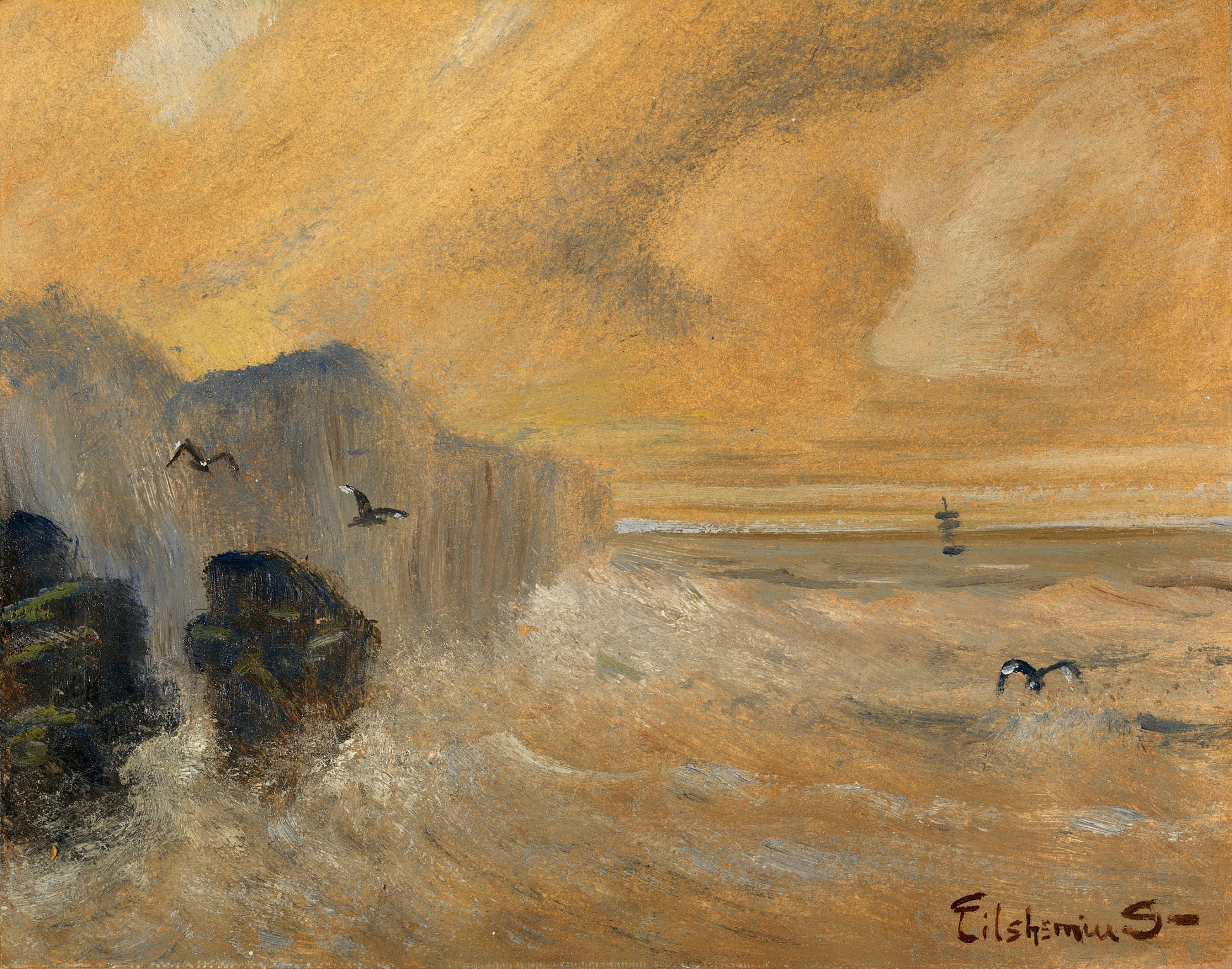 Louis M. Eilshemius:Rocky Seashore,16x12"(A3)Poster