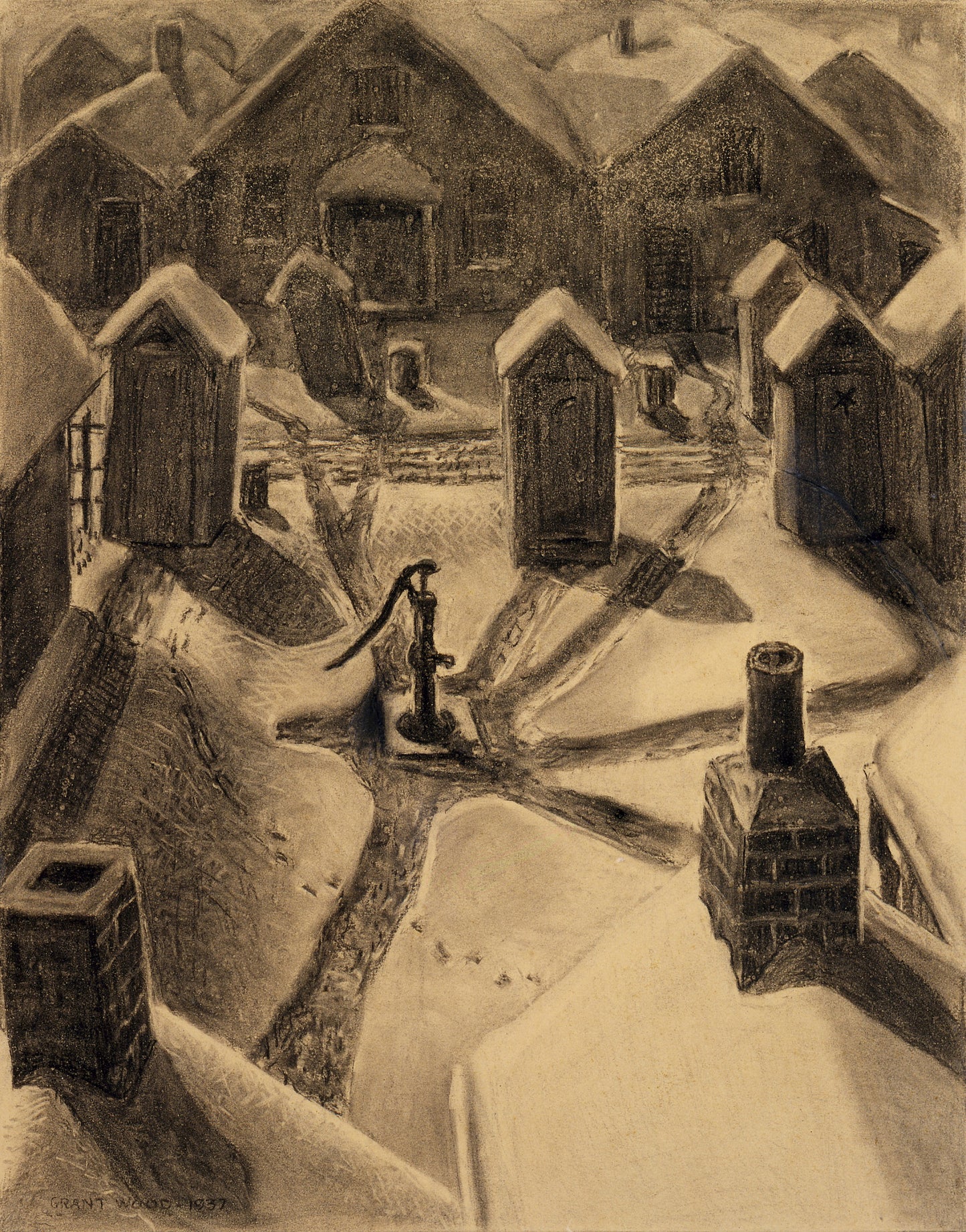Grant Wood:Village Slums,16x12"(A3)Poster