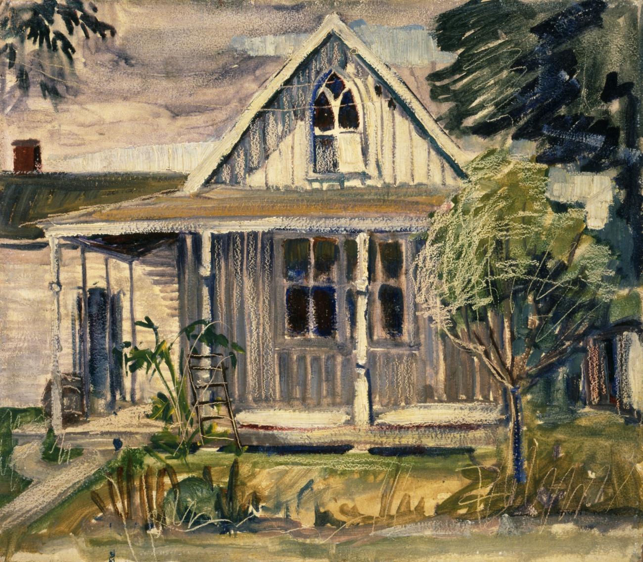 Grant Wood:Sketch for house in "American Gothic",16x12"(A3)Poster