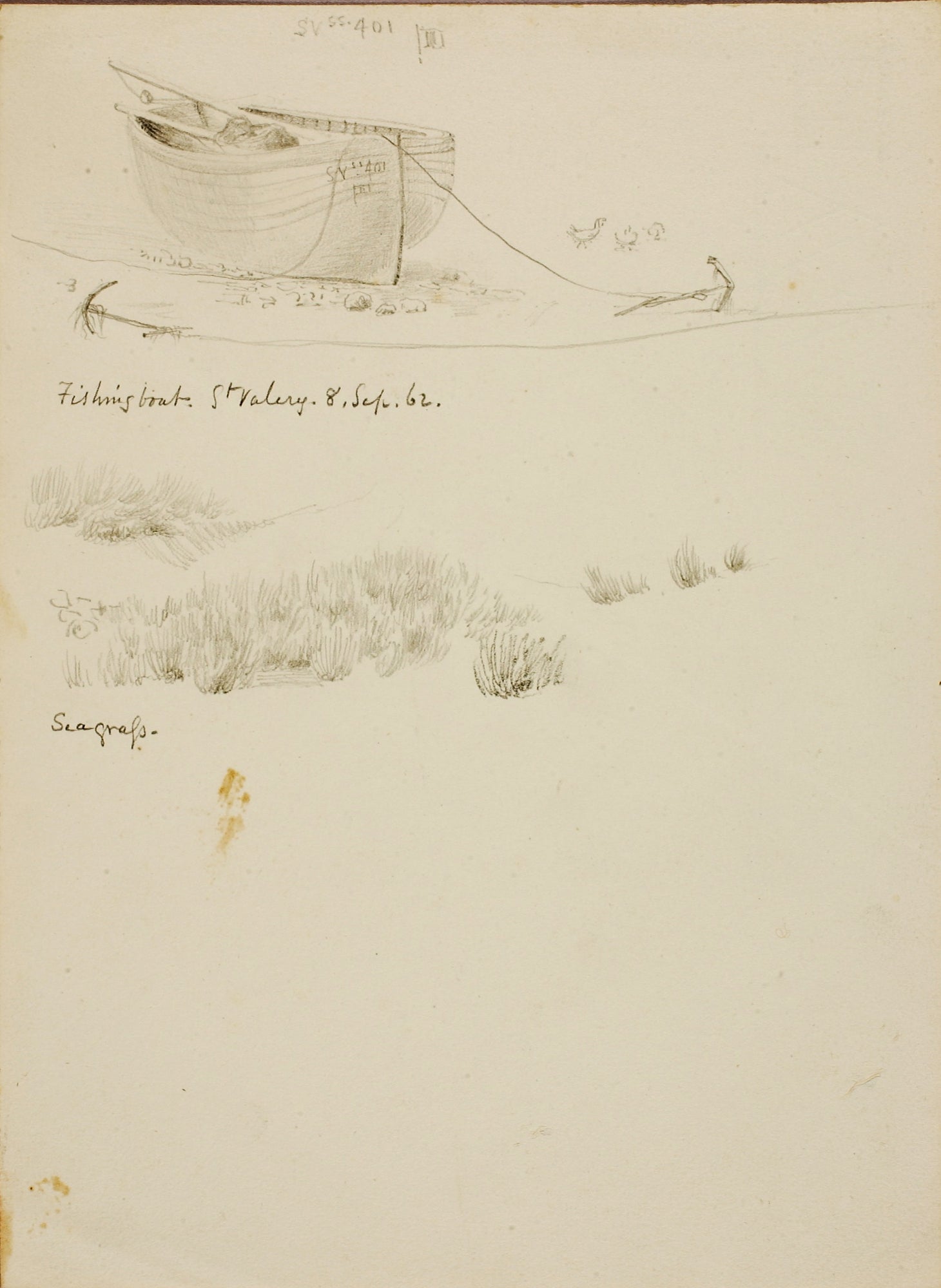 Miner Kilbourne Kellogg:Fishing Boat/Seagrass, St. Valery,16x12"(A3)Poster