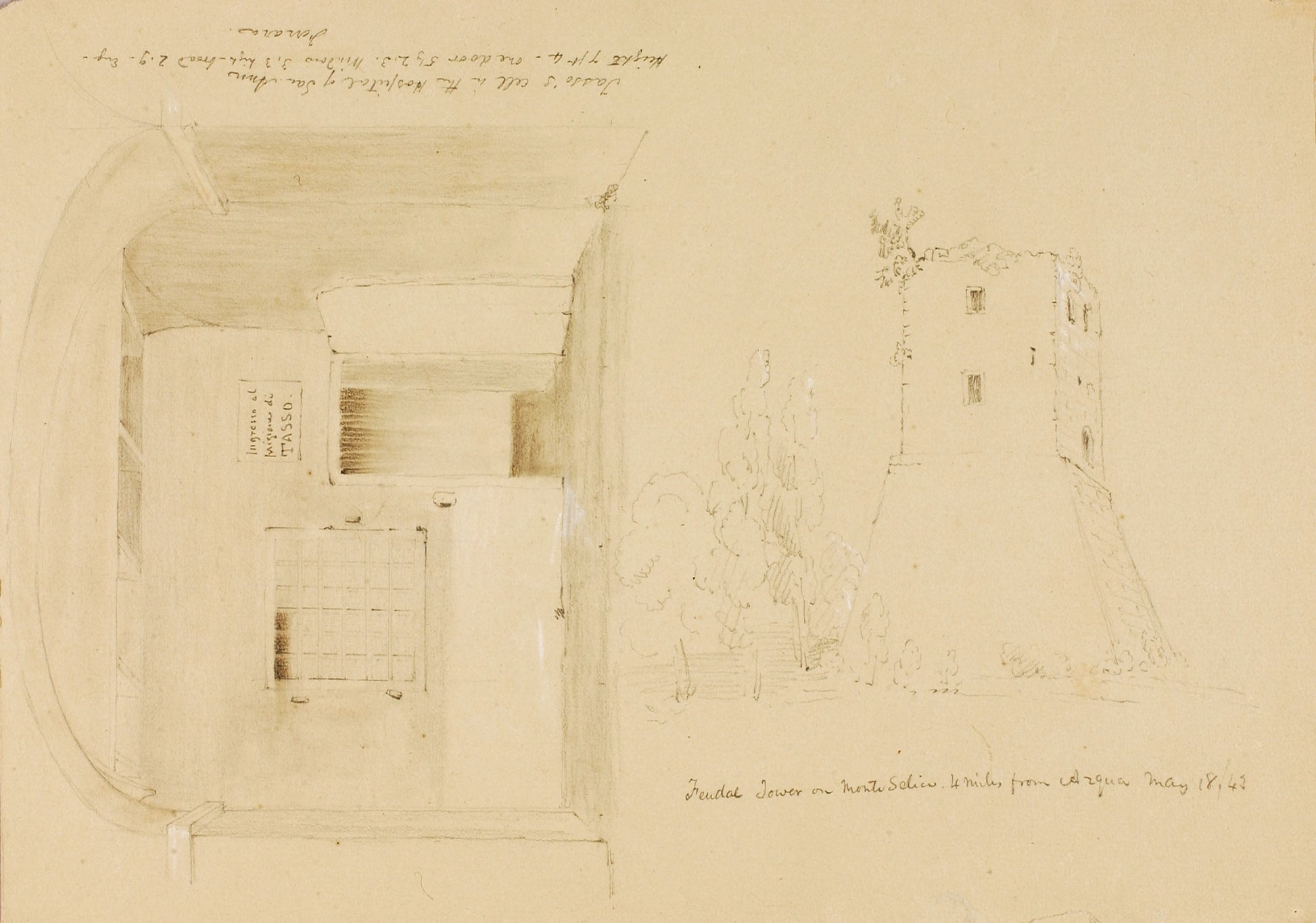 Miner Kilbourne Kellogg:Tasso's Cell/Feudal Tower,16x12"(A3)Poster