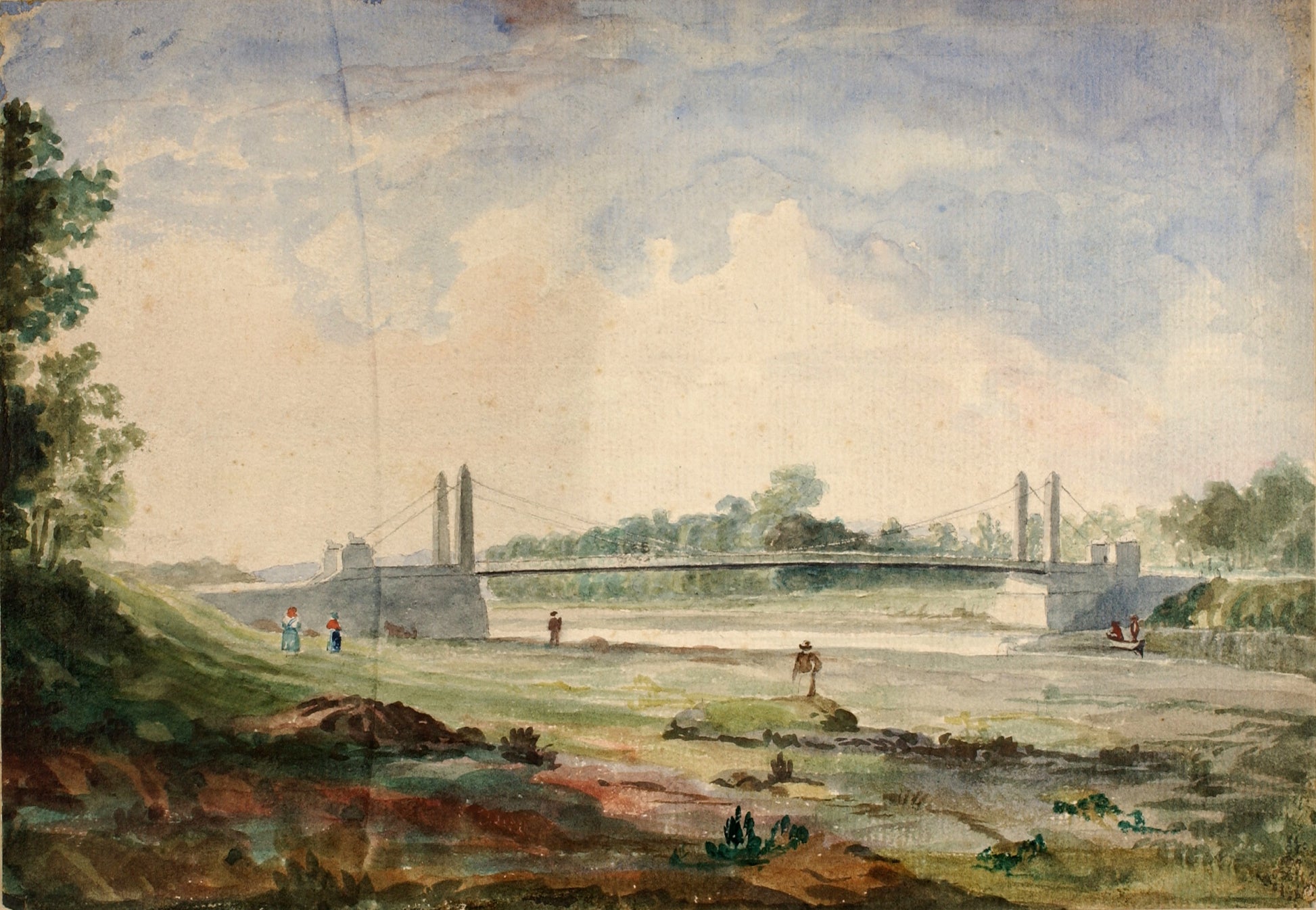 Miner Kilbourne Kellogg:Suspension Bridge over the Arno, nea,16x12"(A3)Poster
