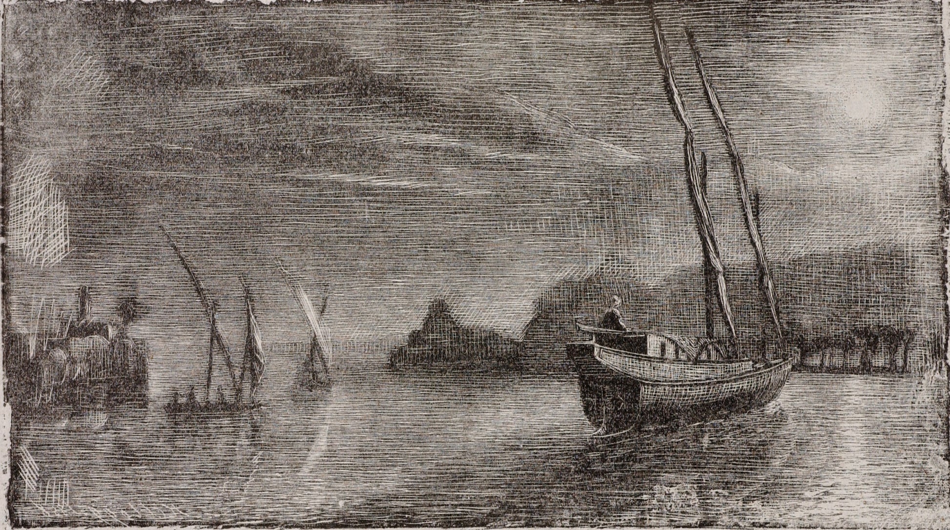 Miner Kilbourne Kellogg:Untitled (Boats in Harbor),16x12"(A3)Poster