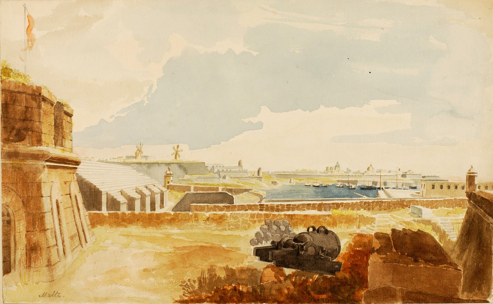 Miner Kilbourne Kellogg:Fortifications at Malta,16x12"(A3)Poster