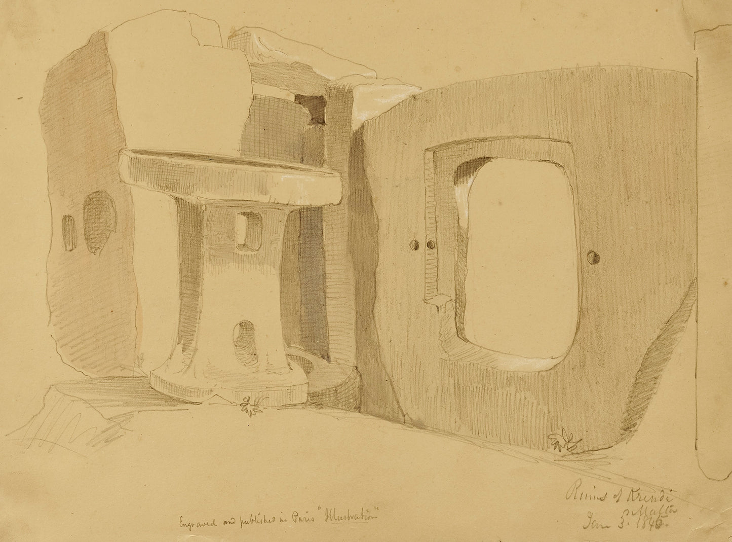 Miner Kilbourne Kellogg:Ruins, Krindi, Malta,16x12"(A3)Poster