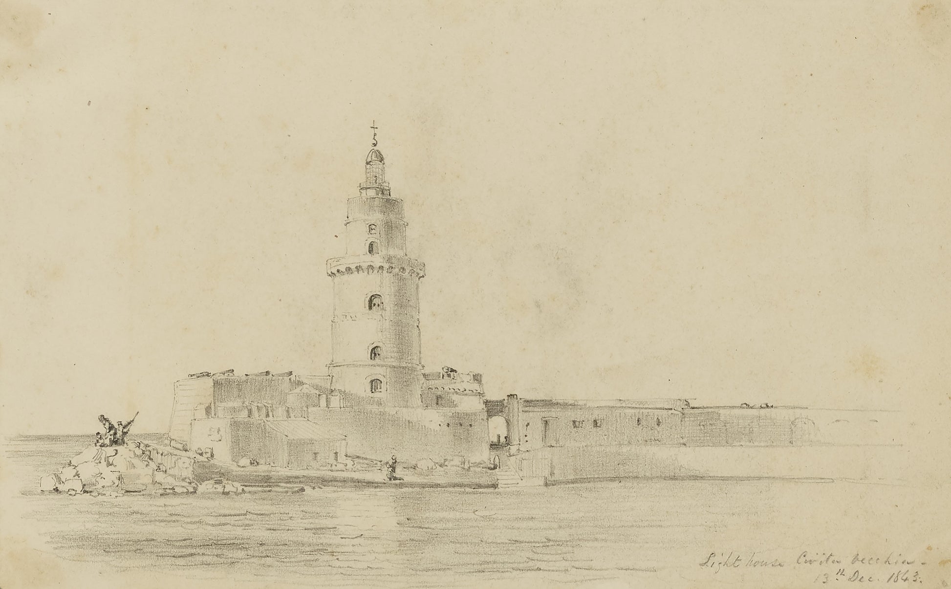 Miner Kilbourne Kellogg:Lighthouse, Civitavecchia,16x12"(A3)Poster