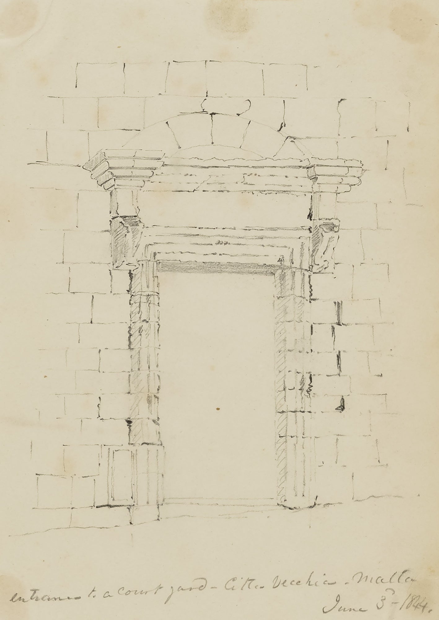 Miner Kilbourne Kellogg:Malta, Entrance to a Courtyard at Ci,16x12"(A3)Poster