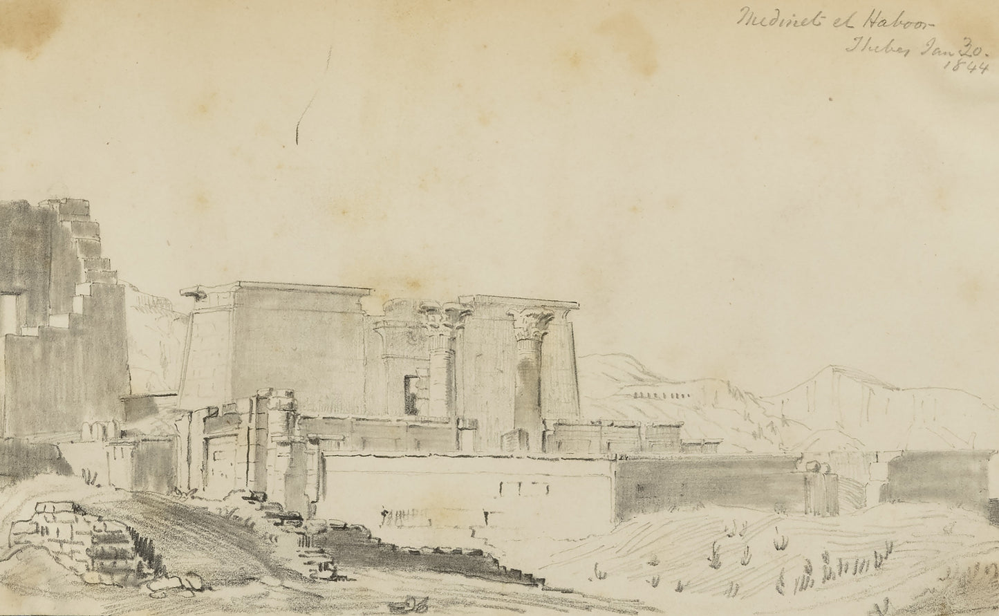 Miner Kilbourne Kellogg:Medinet El Harbor, Thebes,16x12"(A3)Poster
