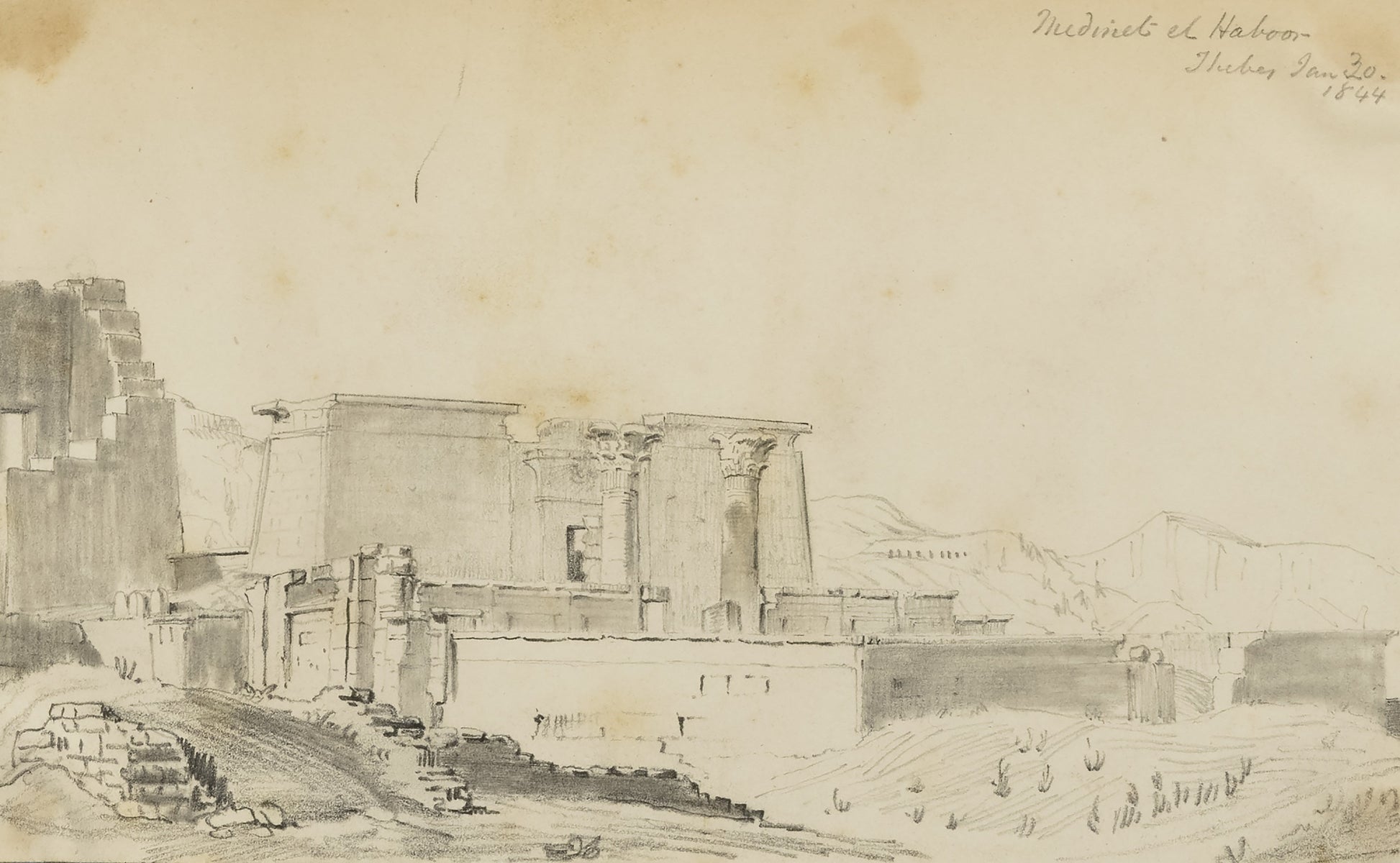 Miner Kilbourne Kellogg:Medinet El Harbor, Thebes,16x12"(A3)Poster