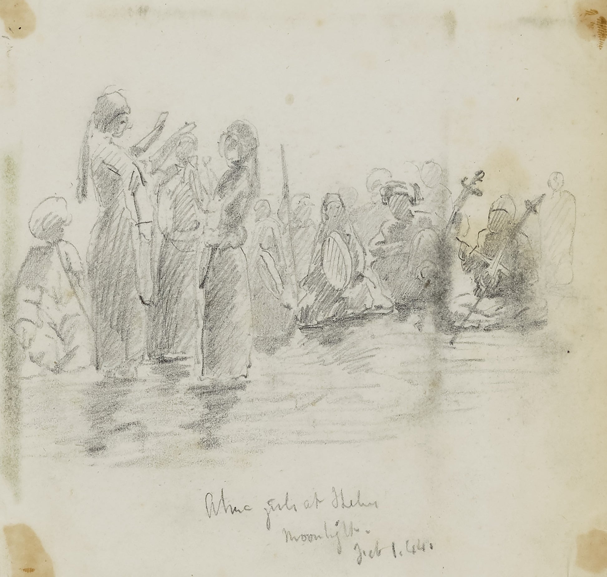 Miner Kilbourne Kellogg:...Girls at Thebes--Moonlight,16x12"(A3)Poster