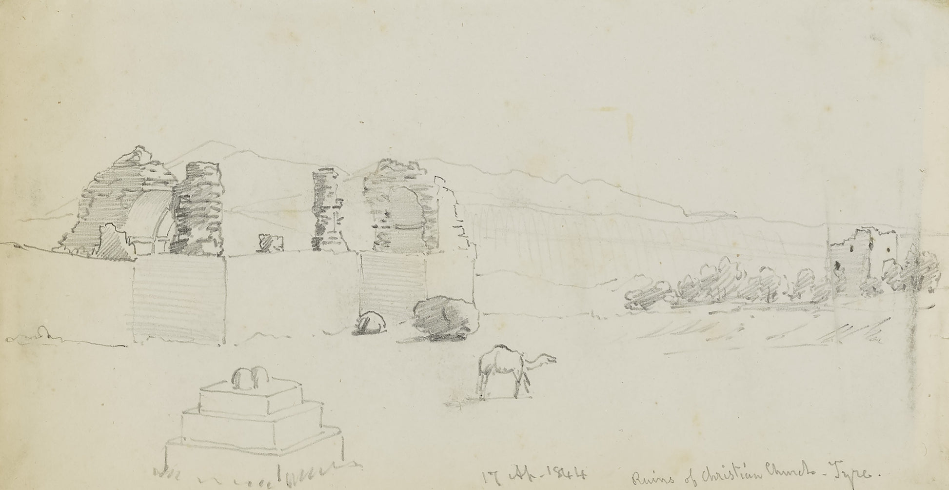 Miner Kilbourne Kellogg:Ruin of Christian Church, Tyre,16x12"(A3)Poster