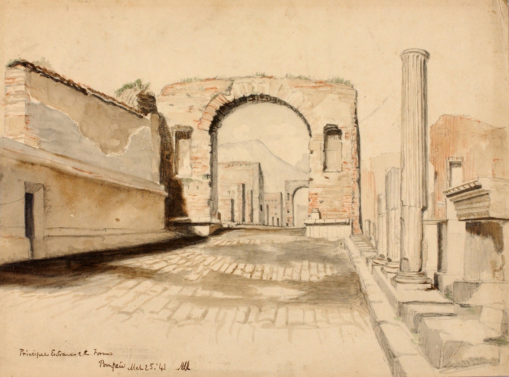 Miner Kilbourne Kellogg:Principal Entrance to the Forum, Pom,16x12"(A3)Poster
