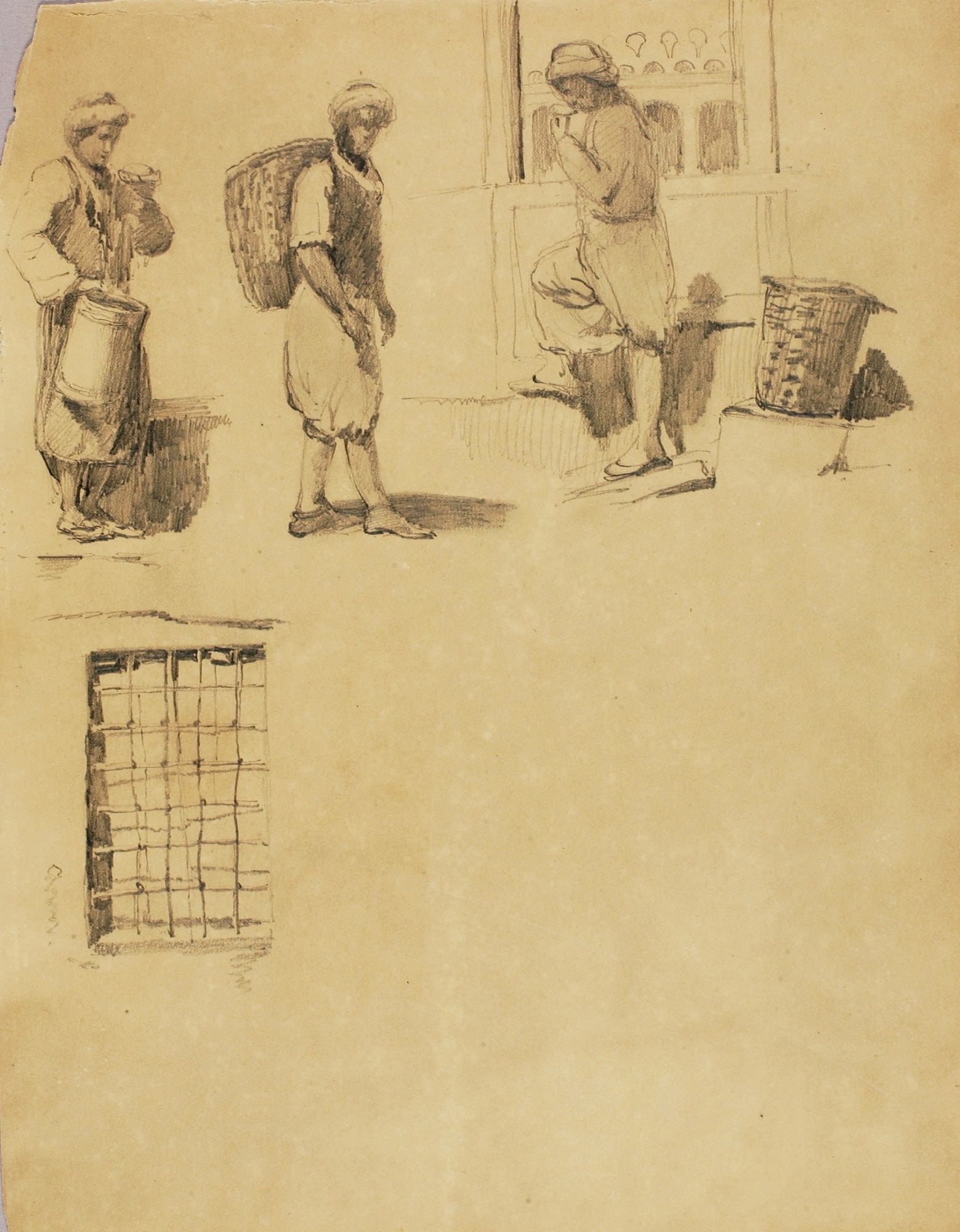 Miner Kilbourne Kellogg:Peasant Figures,16x12"(A3)Poster
