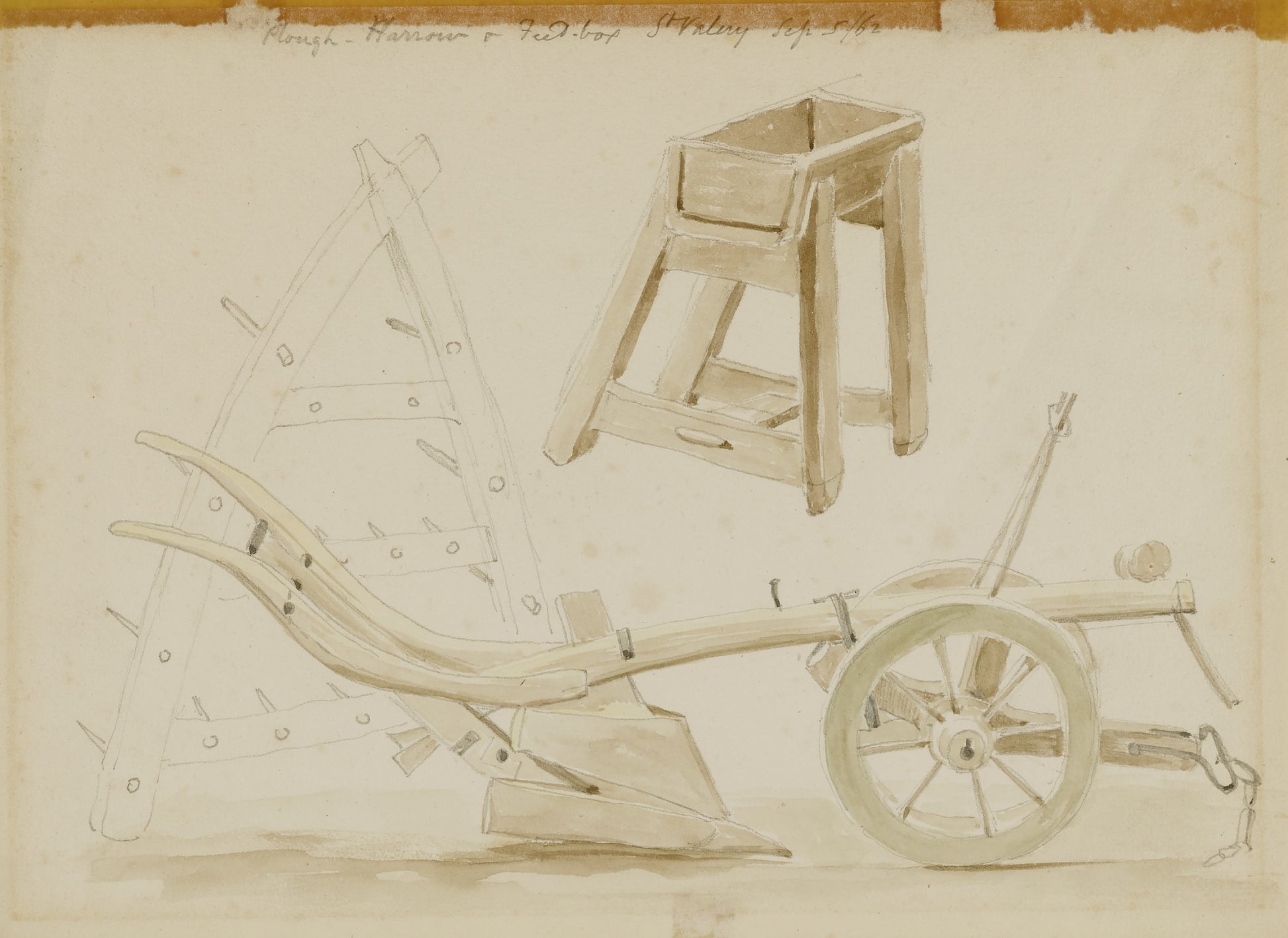 Miner Kilbourne Kellogg:Plough, Harrow and Feed-box, St. Val,16x12"(A3)Poster