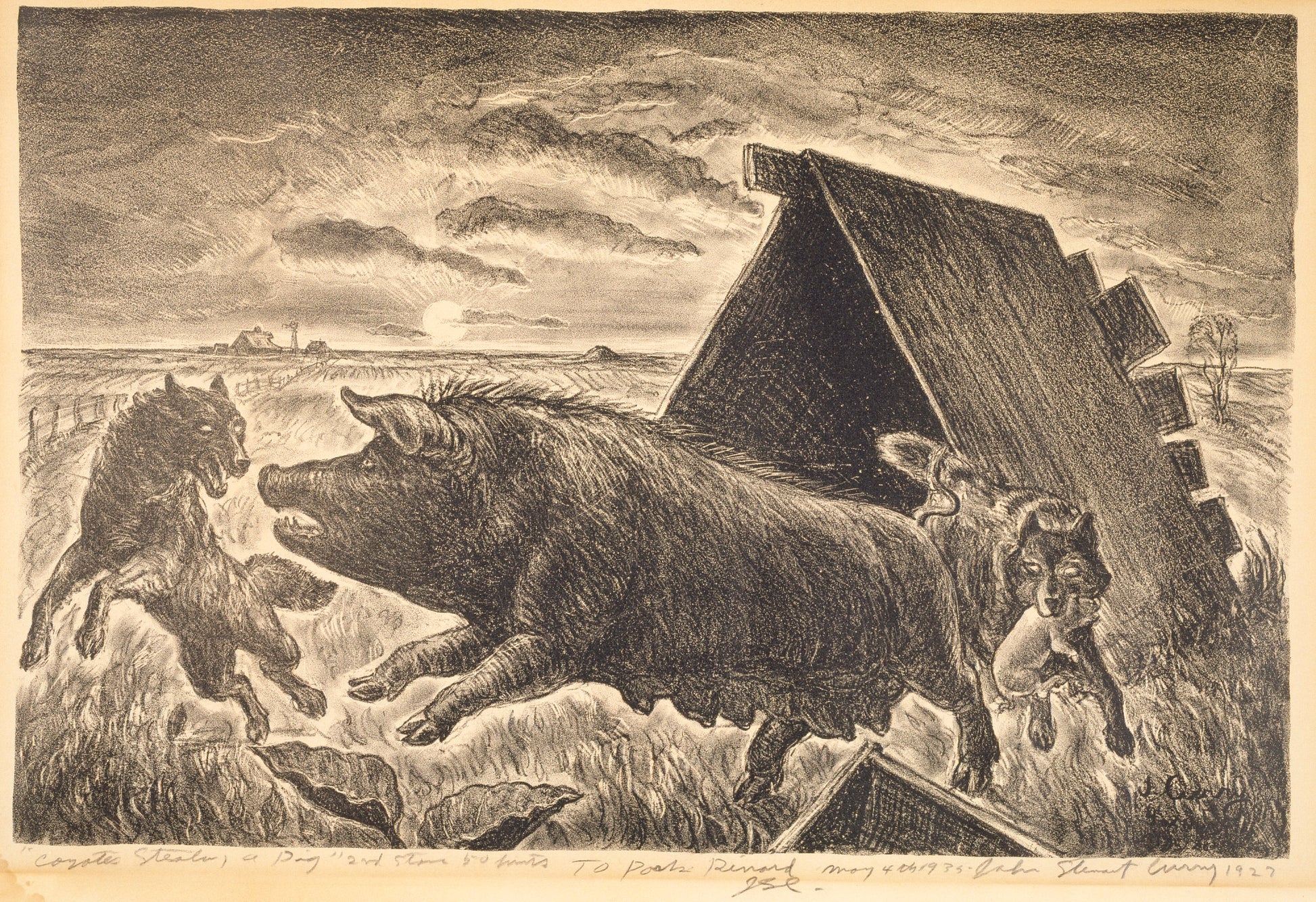 John Steuart Curry:Coyotes Stealing a Pig,16x12"(A3)Poster