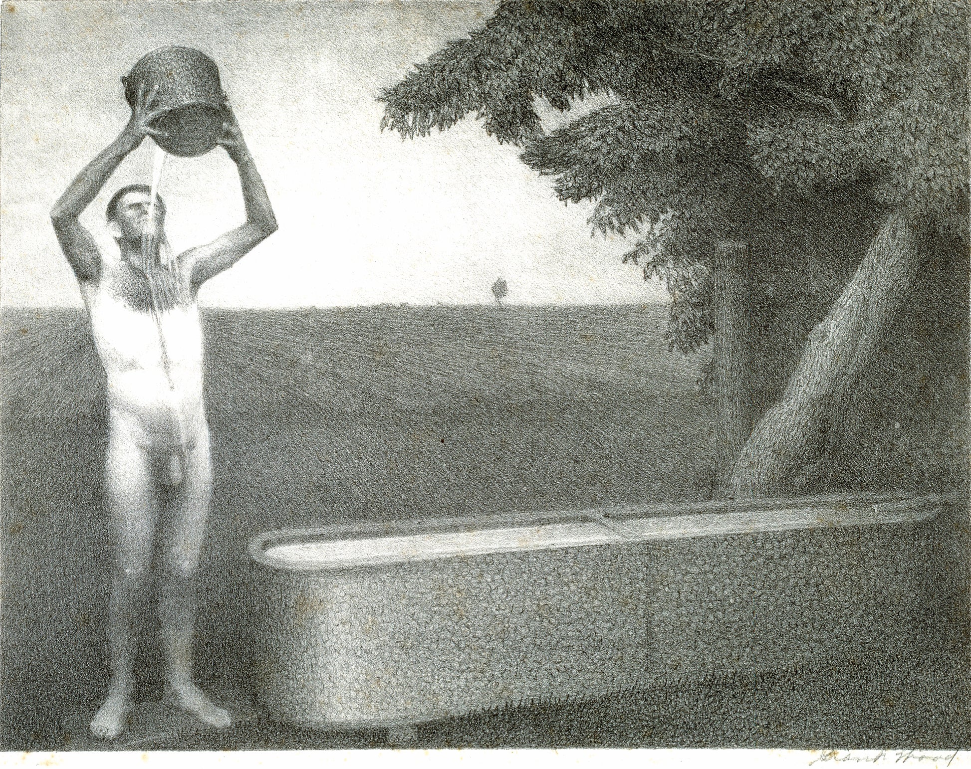 Grant Wood:Sultry Night,16x12"(A3)Poster