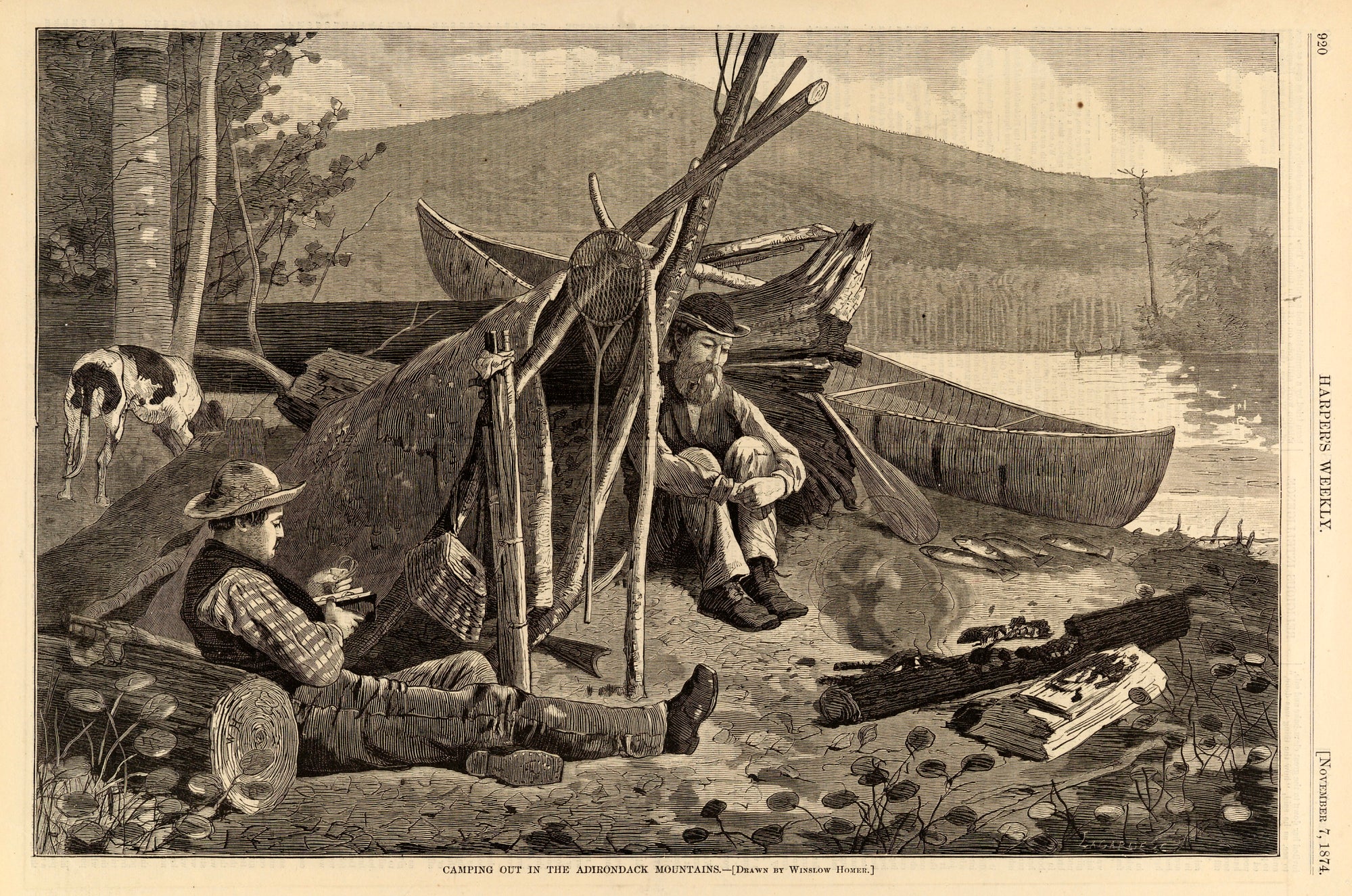 Winslow Homer:Camping Out in the Adirondack Mountains, from ,16x12"(A3)Poster