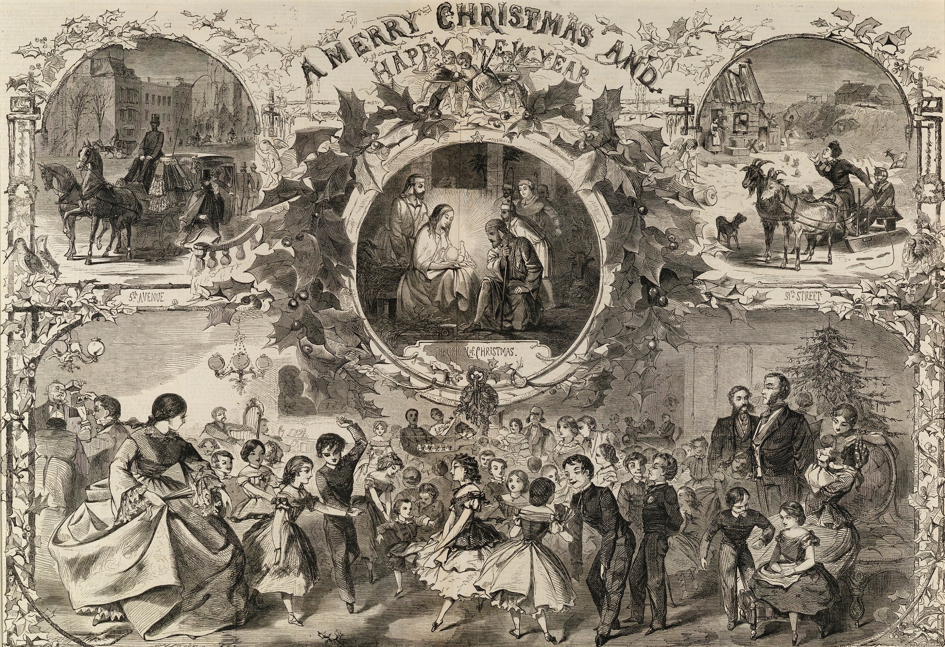 Winslow Homer:A Merry Christmas and Happy New Year, from Har,16x12"(A3)Poster