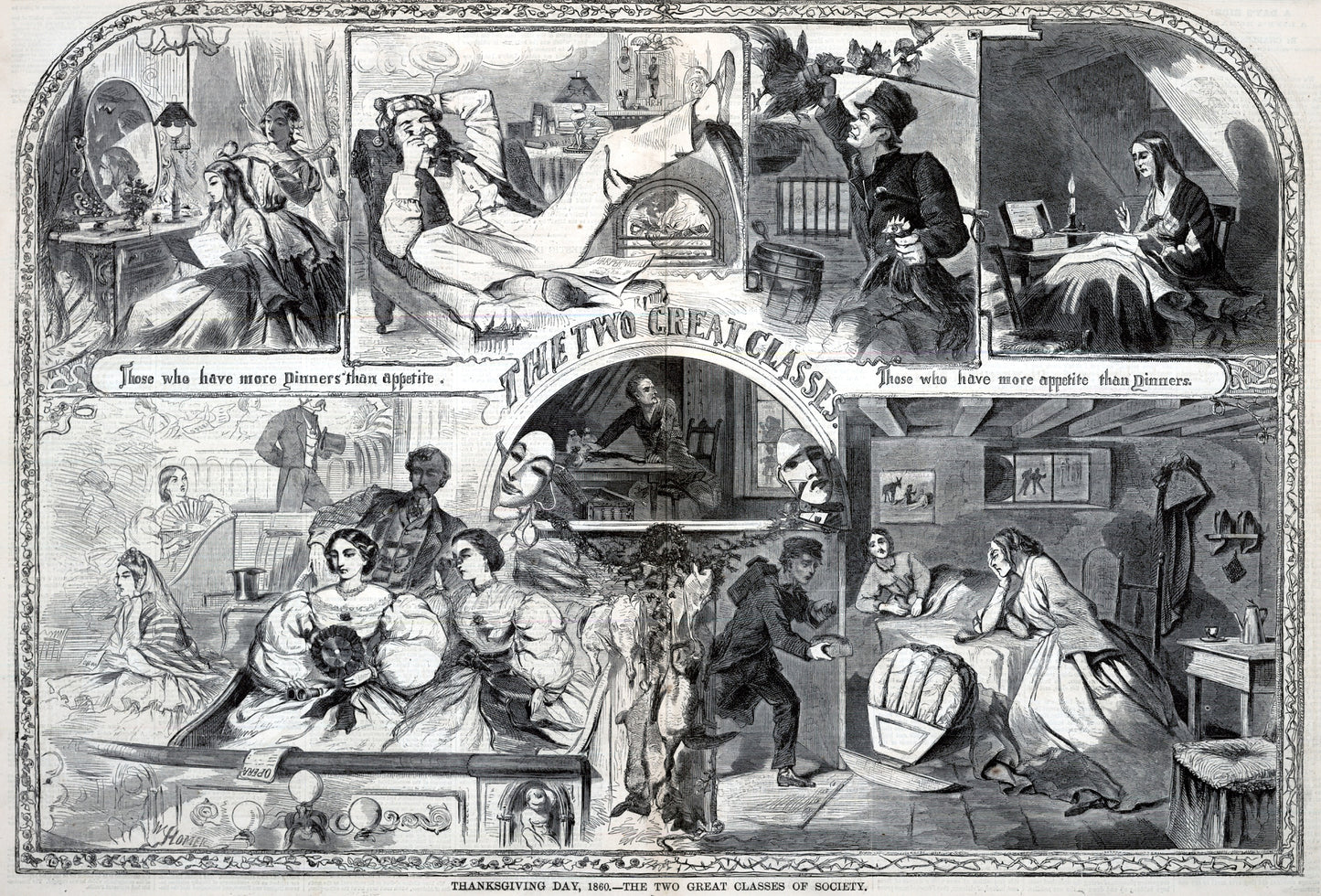 Winslow Homer:Thanksgiving Day, 1860, The Two Great Classes ,16x12"(A3)Poster