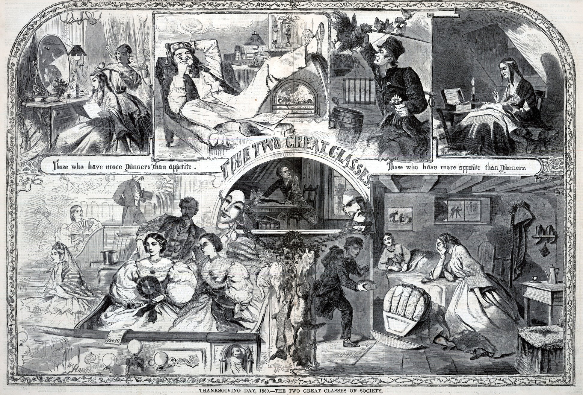 Winslow Homer:Thanksgiving Day, 1860, The Two Great Classes ,16x12"(A3)Poster