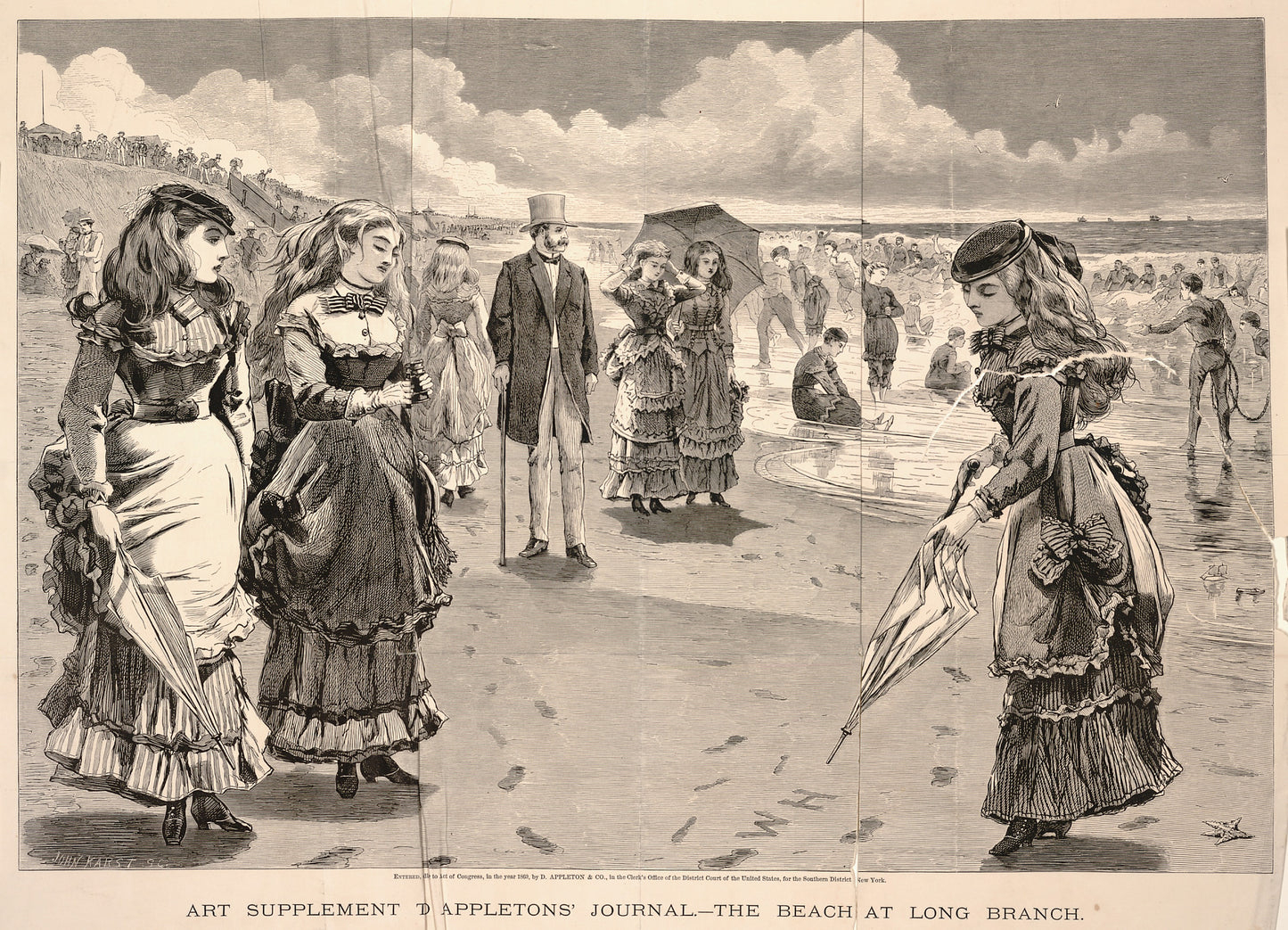 Winslow Homer:The Beach at Long Branch, from Appletons' Jour,16x12"(A3)Poster