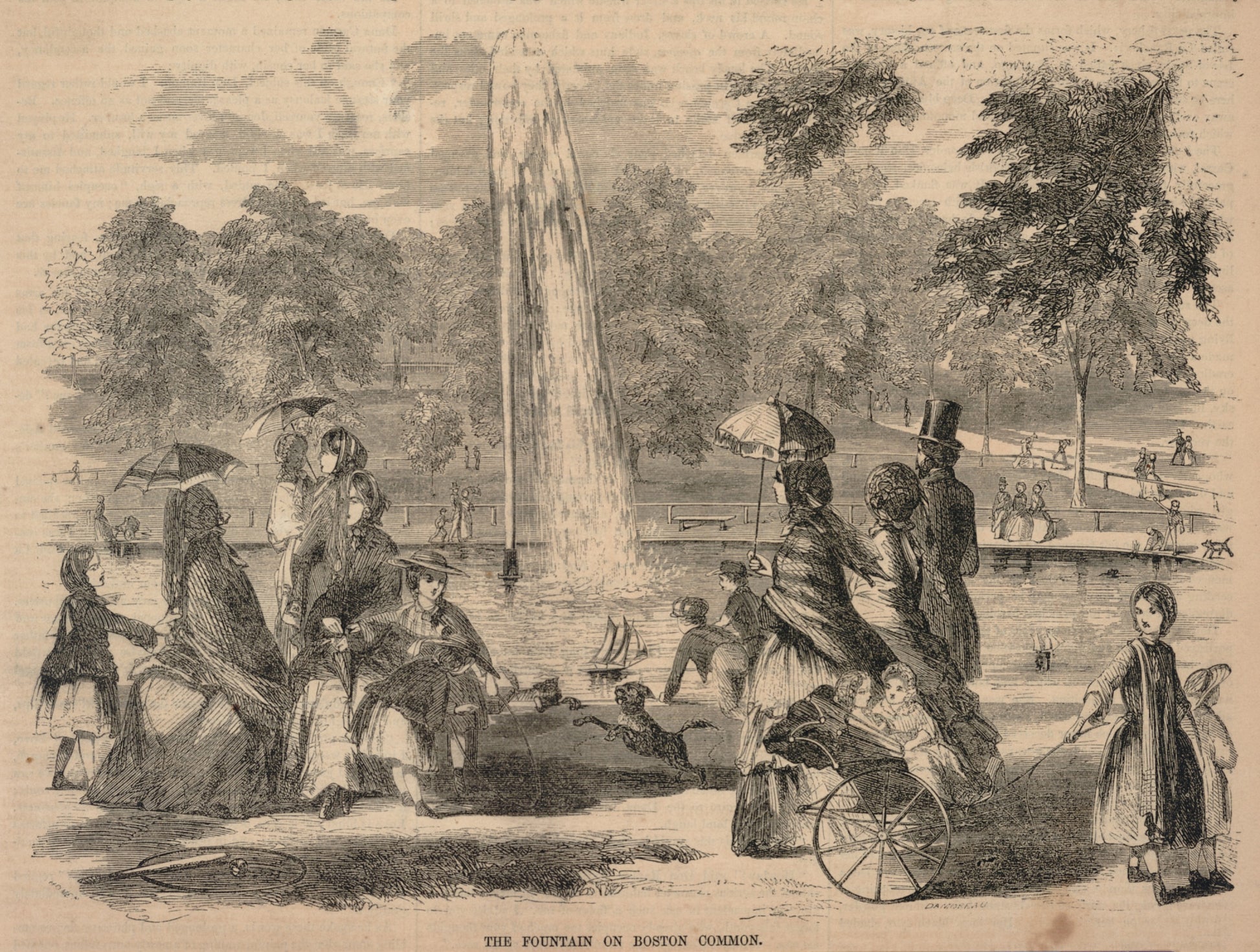 Winslow Homer:The Fountain on Boston Common, from Ballou's P,16x12"(A3)Poster
