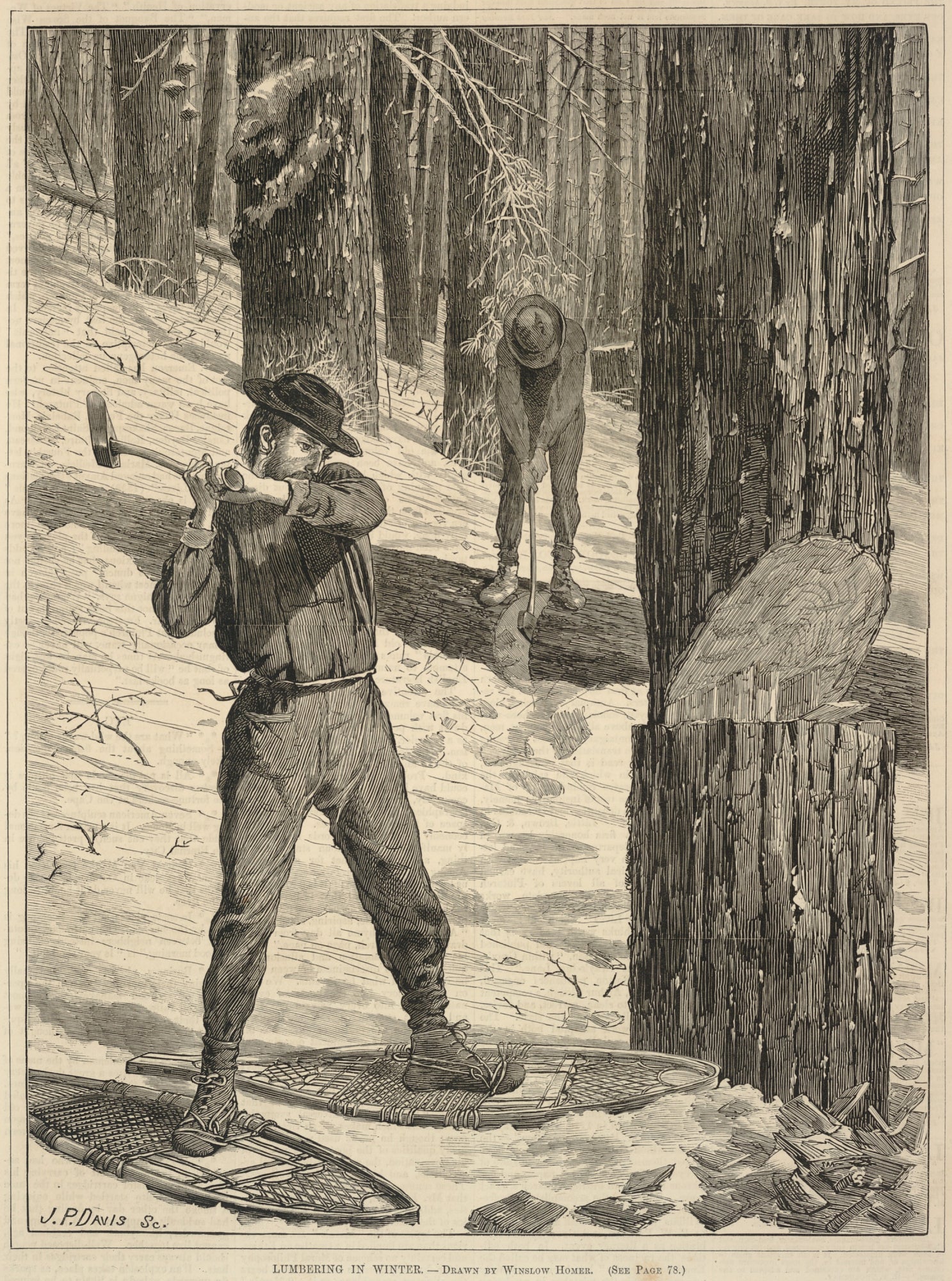 Winslow Homer:Lumbering in Winter, from Every Saturday: A Jo,16x12"(A3)Poster