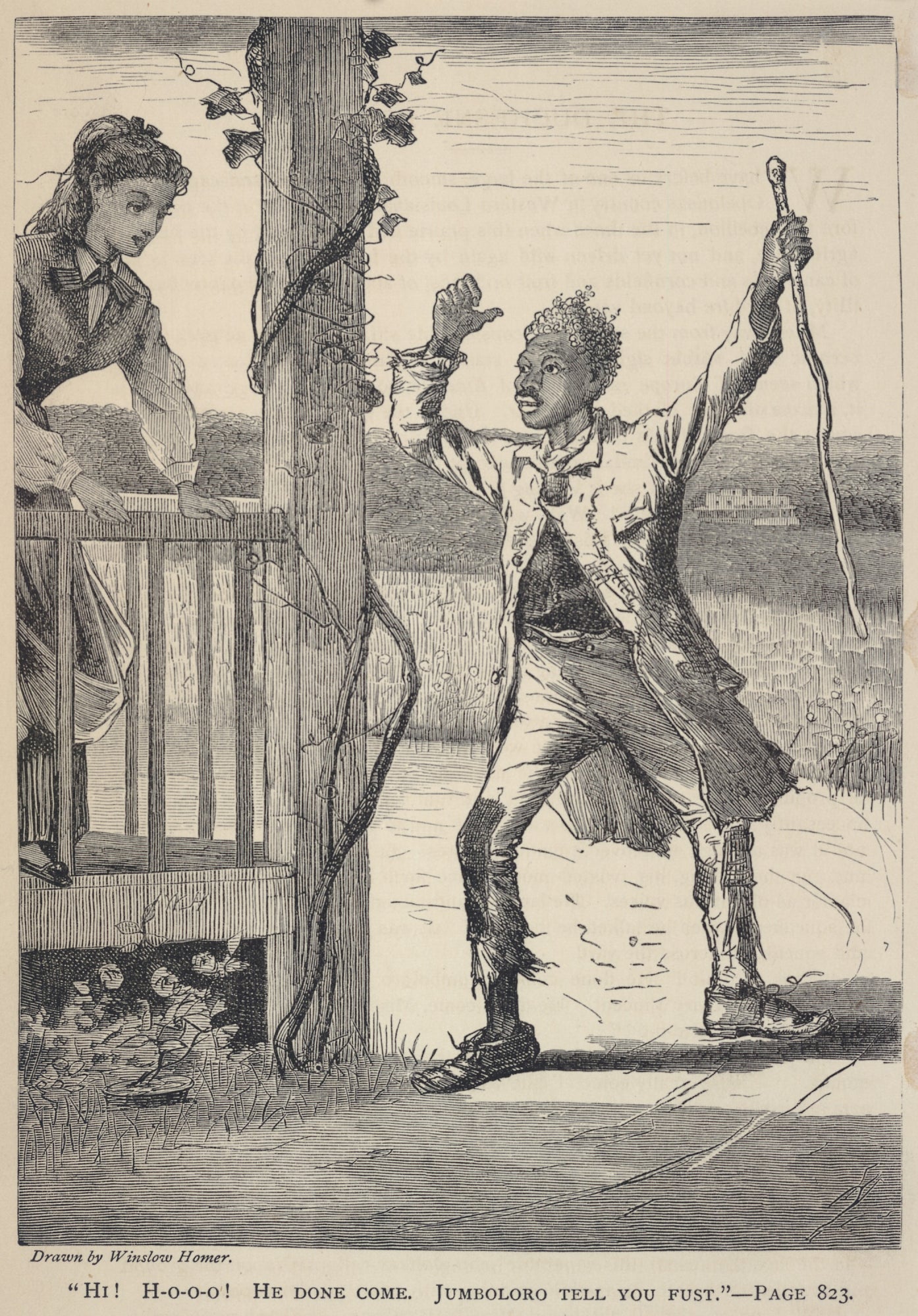 Winslow Homer:"Hi! H-o-o-o! He Done Come. Jumboloro Tell You,16x12"(A3)Poster