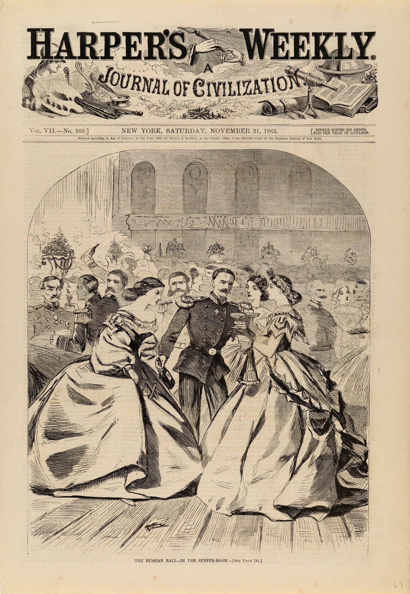 Winslow Homer:The Russian Ball--In the Supper Room, from Har,16x12"(A3)Poster